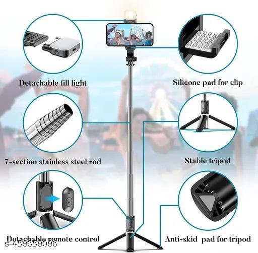 premium R1S tripod bluetooth/3in1 Selfie Stick with Remote,360°Rotation and LED Selfie Light Tripod - Design Fasion Store