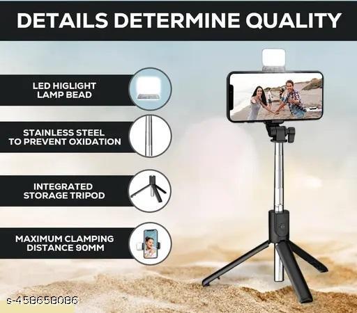 premium R1S tripod bluetooth/3in1 Selfie Stick with Remote,360°Rotation and LED Selfie Light Tripod - Design Fasion Store