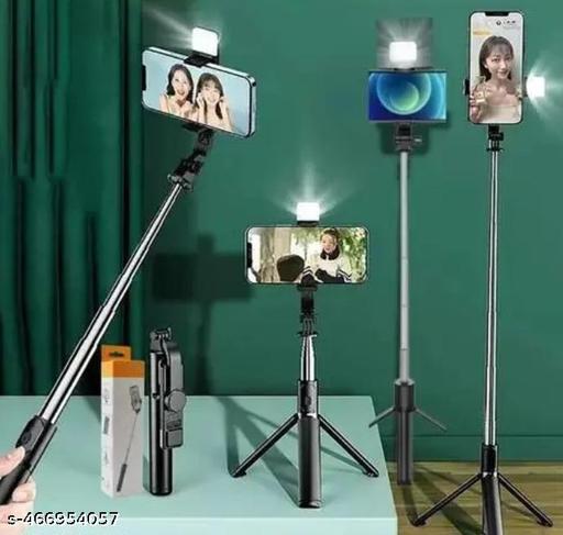 3-in-1 Multifunctional Bluetooth Extendable Selfie Sticks with Flash, Detachable Wireless Remote Tripod Stand for Mobile Phones (Black) - Design Fasion Store