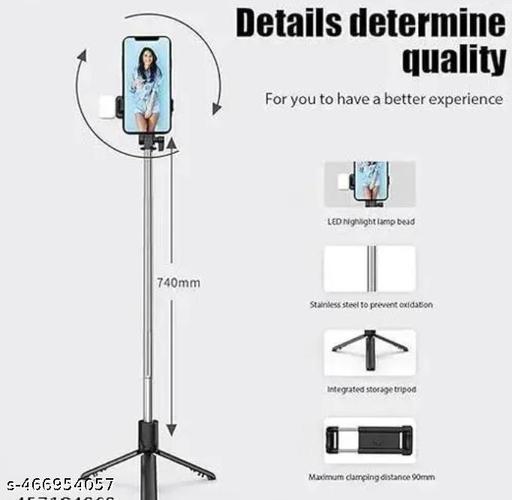 3-in-1 Multifunctional Bluetooth Extendable Selfie Sticks with Flash, Detachable Wireless Remote Tripod Stand for Mobile Phones (Black) - Design Fasion Store