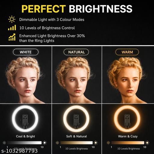 Adjustable LED Ring Light with Tripod Stand, 3 Lighting Modes for Selfie, Makeup, Video Shooting & Live Streaming | Portable Black - Design Fasion Store