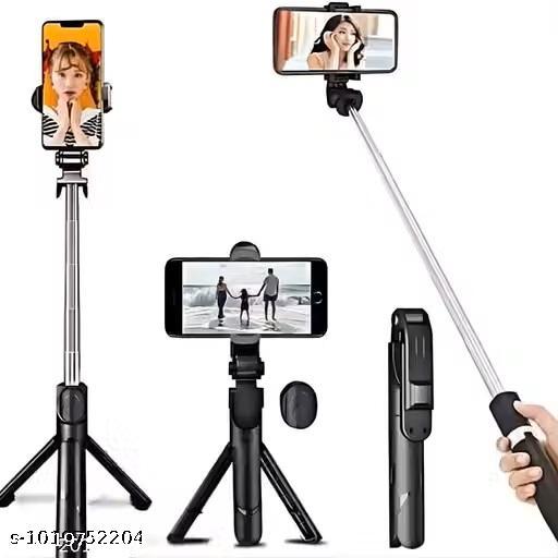 Selfie Stick R1 with Wireless Remote and Tripod Stand, Portable, Lightweight, Compatible with All Mobiles (Black) - Design Fasion Store