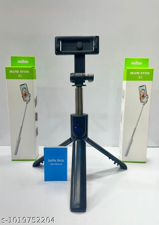 Selfie Stick R1 with Wireless Remote and Tripod Stand, Portable, Lightweight, Compatible with All Mobiles (Black) - Design Fasion Store