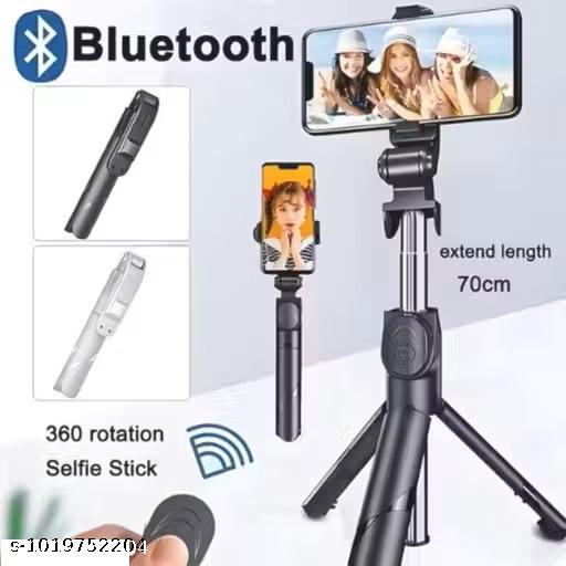 Selfie Stick R1 with Wireless Remote and Tripod Stand, Portable, Lightweight, Compatible with All Mobiles (Black) - Design Fasion Store
