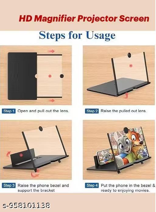 3D Screen Magnifier,3D Thin Mobile Phone Amplifier for watching Movie Videos Foldable Screen,3X Magnification for All Smartphones | Eye Protection Amplifier for Movies & Videos(multi ) - Design Fasion Store