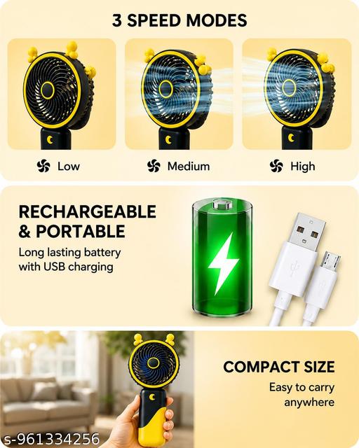 Portable Mini Handheld Fan | Cute Fruit Design Rechargeable USB Fan | 3 Speed Adjustable Cooling Fan for Travel & Home - Dropgadgets 