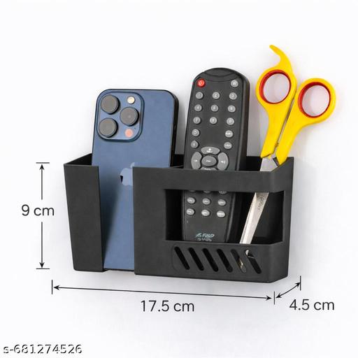 Wall Mobile Holder Multi-Purpose Mobile Stand for Wall Remote Holder & Mobile Charging Stand, Wall Phone Holder for Charging Kitchen Organizer Rack Wall Mounted Useful Gadget-(Black) - Dropgadgets 