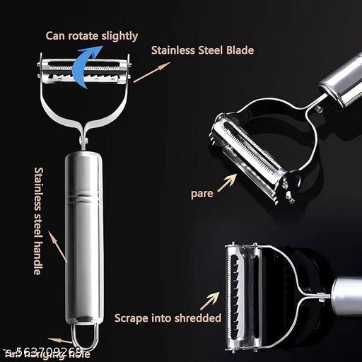  2 in 1 Stainless Steel Julienne & Vegetable Peeler – Dual‑Blade Slicer, Ergonomic Hand Grip, Kitchen Gadget - Dropgadgets 