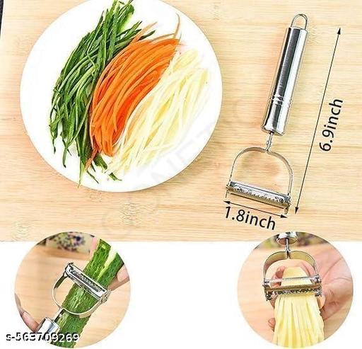  2 in 1 Stainless Steel Julienne & Vegetable Peeler – Dual‑Blade Slicer, Ergonomic Hand Grip, Kitchen Gadget - Dropgadgets 