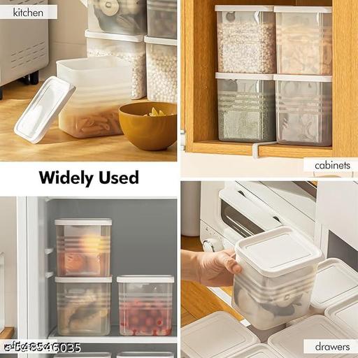 Fridge Storage Boxes (Pack of 6) Freezer & Refrigerator Organizer Containers Kitchen Storage Container Set Kitchen Accessories Items for Home 800 ml Food Storage Box, Plastic, White - Dropgadgets 