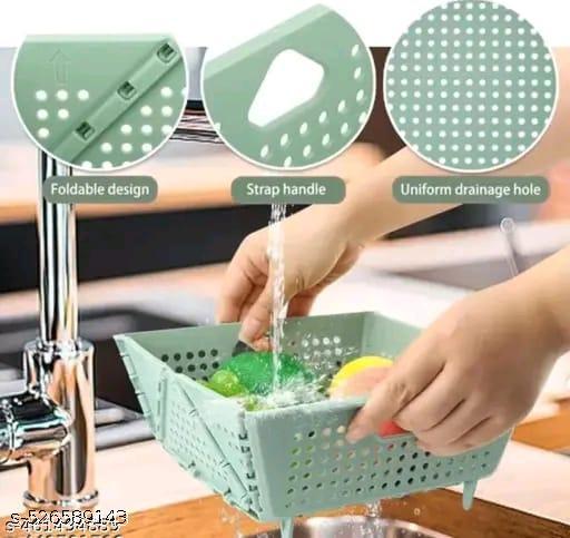PACK OF 1 , Plastic Collapsible Colander - Foldable Drain Basket with Resting Feet - Kitchen Food Strainer for Pasta, Fruit, Vegetables - Space-Saving, BPA-Free, Dishwasher Safe (Pack Of 1 , Multicolor) - Dropgadgets 