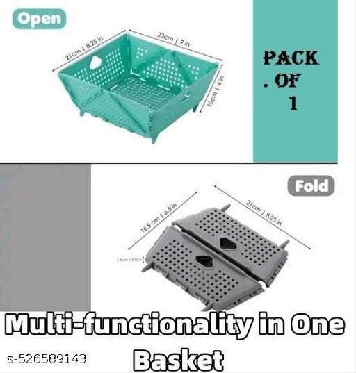 PACK OF 1 , Plastic Collapsible Colander - Foldable Drain Basket with Resting Feet - Kitchen Food Strainer for Pasta, Fruit, Vegetables - Space-Saving, BPA-Free, Dishwasher Safe (Pack Of 1 , Multicolor) - Dropgadgets 