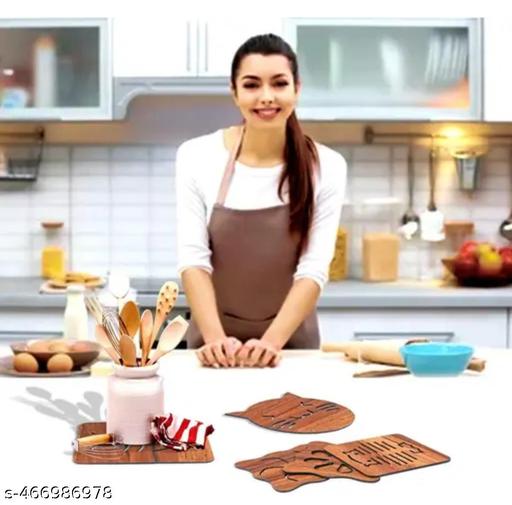 (6PCS) Wooden Table Placemat Heat Resistant Hot Pot Coasters Cup Mat Tea Coaster Big Small Dining Table Accessories | Kitchen Accessories | Wedding Gift | Wooden Crockery | Dining Mats Material: Laminated Non-Woven - Dropgadgets 