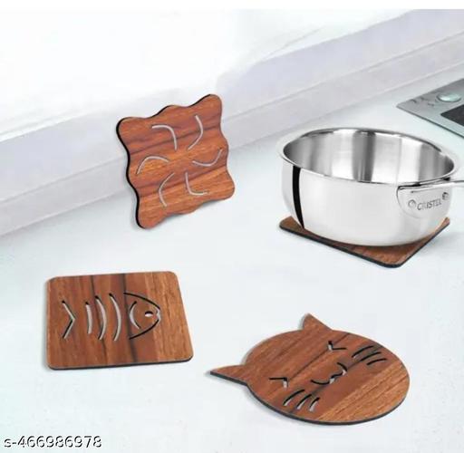 (6PCS) Wooden Table Placemat Heat Resistant Hot Pot Coasters Cup Mat Tea Coaster Big Small Dining Table Accessories | Kitchen Accessories | Wedding Gift | Wooden Crockery | Dining Mats Material: Laminated Non-Woven - Dropgadgets 