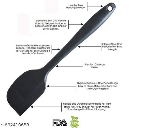 Premium Silicone Spatula Set for Kitchen – Heat Resistant, Non-Stick, Flexible Cooking Tools (5 pcs) (Black) - Dropgadgets 