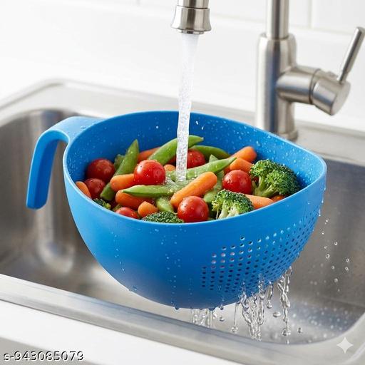 Blue color Rice Strainer + Premium Oil Dispenser with Silicon Brush Combo - Dropgadgets 