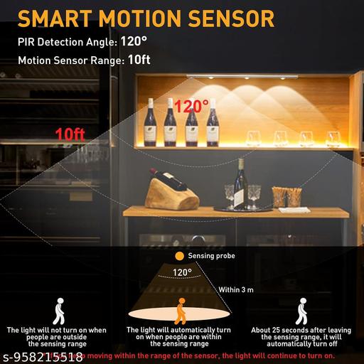 Under Cabinet Lights LED PACK OF 1 Motion Sensor Indoor, USB Rechargeable ,3 Light Modes Stepless Dimming Hill Light, 6500K Night Light for Closet Cabinet Kitchen Wardrobe (15.74in/40cm) - Dropgadgets 