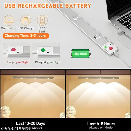 Under Cabinet Lights LED PACK OF 1 Motion Sensor Indoor, USB Rechargeable ,3 Light Modes Stepless Dimming Hill Light, 6500K Night Light for Closet Cabinet Kitchen Wardrobe (15.74in/40cm) - Dropgadgets 