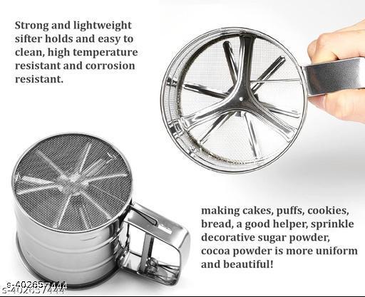 SYGA Baking Stainless Steel Shaker Sieve Cup Manual Flour Sifter with Measuring Scale Mark for Flour Icing Sugar - Dropgadgets 