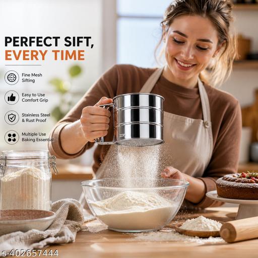 SYGA Baking Stainless Steel Shaker Sieve Cup Manual Flour Sifter with Measuring Scale Mark for Flour Icing Sugar - Dropgadgets 