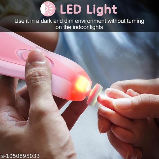 Electric Baby Nail Trimmer with LED Light, Gentle Nail File with Multiple Filing Heads, Adjustable Speed, Compact Nail Care Tool for Newborns, Infants & Kids – Pack of 1 - ELASH GLOBAL STORE