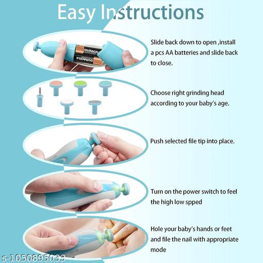 Electric Baby Nail Trimmer with LED Light, Gentle Nail File with Multiple Filing Heads, Adjustable Speed, Compact Nail Care Tool for Newborns, Infants & Kids – Pack of 1 - ELASH GLOBAL STORE
