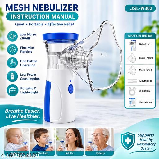 JSL-W302 Portable Mesh Nebulizer Machine, Handheld & Compact Nebulizer with Fine Mist Technology, Quiet Operation, Battery & USB Rechargeable, for Home & Travel - ELASH GLOBAL STORE
