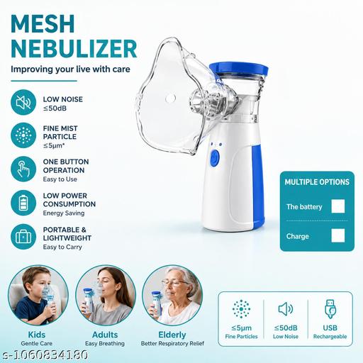 JSL-W302 Portable Mesh Nebulizer Machine, Handheld & Compact Nebulizer with Fine Mist Technology, Quiet Operation, Battery & USB Rechargeable, for Home & Travel - ELASH GLOBAL STORE
