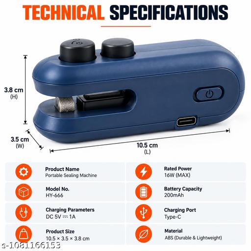 Portable Mini-Heat Sealing Machine for Food Bags – Mini Handheld Bag Sealer with Built-in Cutter, Rechargeable, Compact & Easy to Use for Kitchen, Snacks, Chips & Storage - ELASH GLOBAL STORE