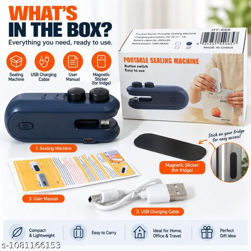 Portable Mini-Heat Sealing Machine for Food Bags – Mini Handheld Bag Sealer with Built-in Cutter, Rechargeable, Compact & Easy to Use for Kitchen, Snacks, Chips & Storage - ELASH GLOBAL STORE
