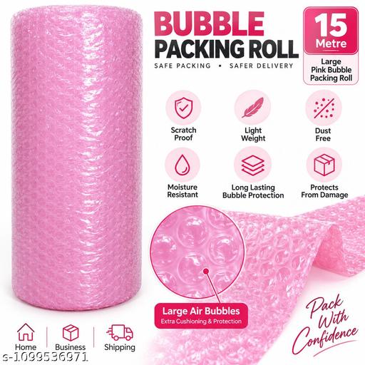 Pink Bubble Packing Roll 15 Metre × 40 cm | Large Bubble Protective Packaging for Moving, Shipping & Fragile Items - ELASH GLOBAL STORE