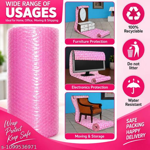 Pink Bubble Packing Roll 15 Metre × 40 cm | Large Bubble Protective Packaging for Moving, Shipping & Fragile Items - ELASH GLOBAL STORE