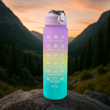Motivational Water Bottle with Straw & Time Marker | Hydrozilla - Ente Kada