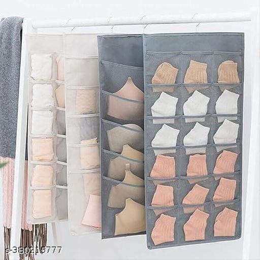  Double Sided 30 Pockets Clear Hanging Bag Socks Bra Underwear Rack Hanger Storage Organizer Wall Hanging Closet Shelves Storage Pockets ( 1 Piece) - Fluxx Kart