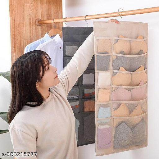  Double Sided 30 Pockets Clear Hanging Bag Socks Bra Underwear Rack Hanger Storage Organizer Wall Hanging Closet Shelves Storage Pockets ( 1 Piece) - Fluxx Kart