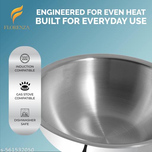 Florenza 1.5L Stainless Steel Induction Base 18cm Kadhai - Fluxx Kart