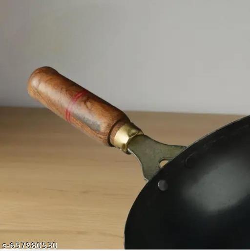 9 Inch Iron Wok wooden handel Heavy Weight Iron wok for Daily Cooking
 - Fluxx Kart