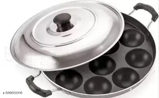 (Aluminium, Non-stick)12 Cavities Non Stick Appam Patra with Lid /appam /Appam Pan/Appam Maker/appam kadai/idali Maker/idli Pan with Lid Paniarakkal with Lid 0.5 L capacity 22 cm diameter  - Fluxx Kart