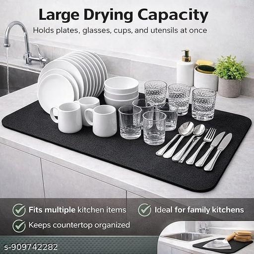 Dish Drying Mat Large – Water Absorbing Mat for Kitchen, Kitchen Drying Mat for Wet Utensils, Drying Mat for Kitchen Utensils (40 x 60 Cm) - Fluxx Kart