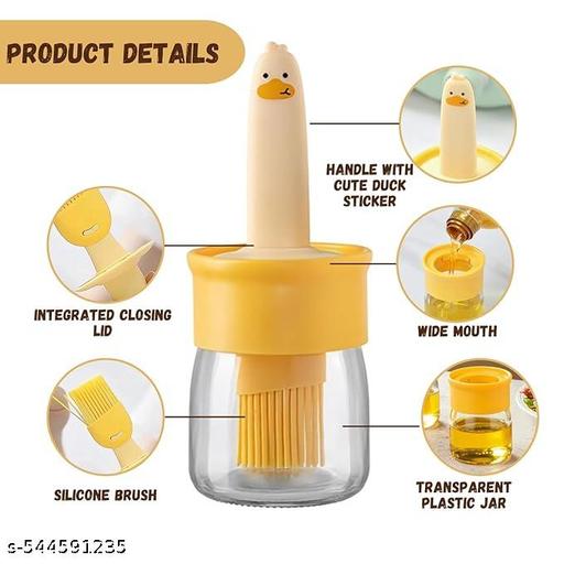 Oil Dispenser for Kitchen, 2 IN 1 Oil Dispenser Bottle with Silicone Basting Brush for Cooking Vinegar Sauce BBQ Grill Frying Baking,Air Fryer (pack of 2) - Fluxx Kart