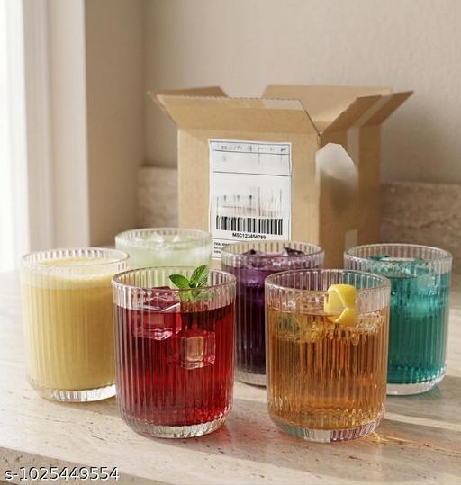 Party Glass Set of 6 | 225 ML Beverage Glasses | Soft Drink Cocktail Mocktail Serving Glasses - Fluxx Kart