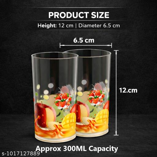 Designer Fruit Print Juice Glass Set | Pack of 6 Beverage Tumblers | Premium Drinkware - Fluxx Kart