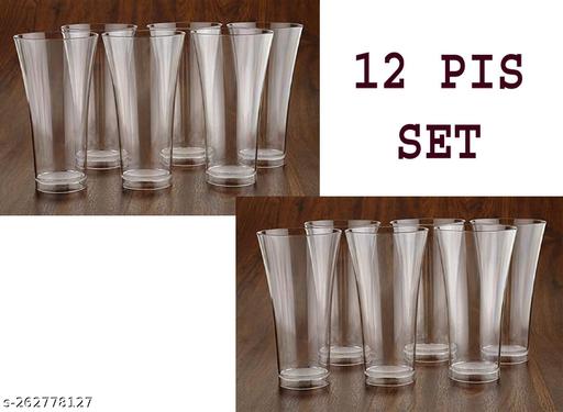 Unbreakable Plastic Glass Set of 12 PCS for Cocktail/Soft Drink/Cold Drink/Mocktail Soda/Juice/Water for Party Picnic Dining Table Serving Office Home Kitchen - Fluxx Kart