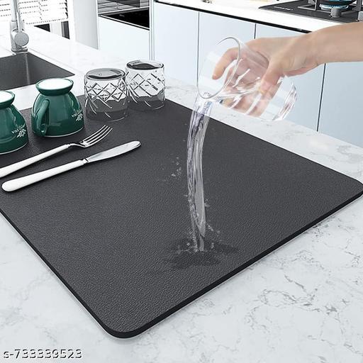 Homexah Kitchen Utensil Dish Drying Mat | Quick Dry Water Absorbent mat | Placemat for Dish Drying with Non-Slip Rubber Backed | Super Draining Easy Clean Mat for Kitchen Counter (40*30CM) - Fluxx Kart