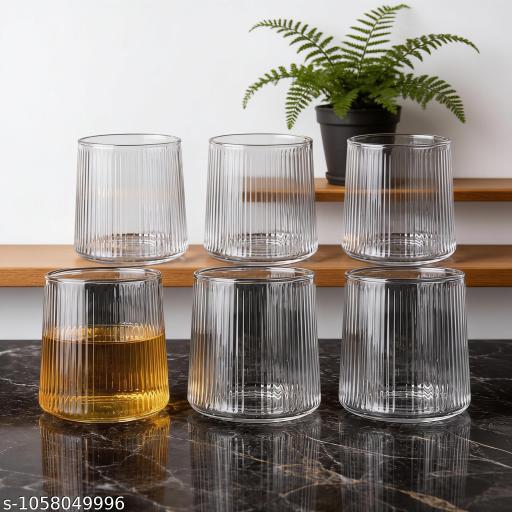 Six Juice Glasses - Ribbed Plain and Classy - Fluxx Kart
