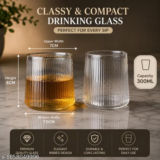 Six Juice Glasses - Ribbed Plain and Classy - Fluxx Kart