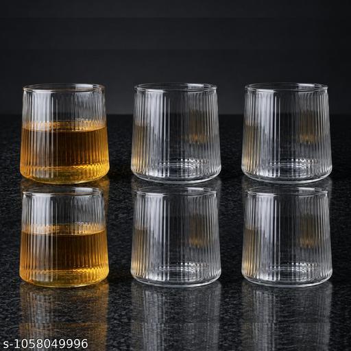 Six Juice Glasses - Ribbed Plain and Classy - Fluxx Kart