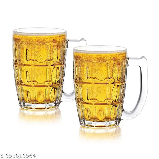 V Bright Italian Style Beer Glass mug for juice, falooda , mocktail ,400 ml set of 2( PACK OF 2) - Fluxx Kart