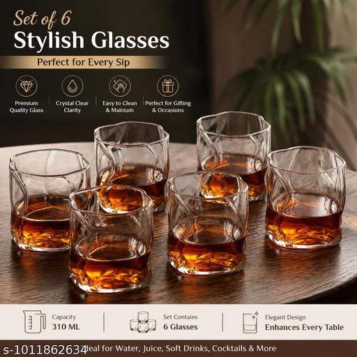 Six Whiskey Glass - Abstract Design Plain - Fluxx Kart