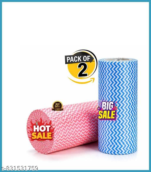 Pioneer Non-Woven Reusable Kitchen Towel Roll, Highly Absorbent, Multicolour, Pack of 2 (80 Pulls Per Roll, 160 Sheets) - Fluxx Kart